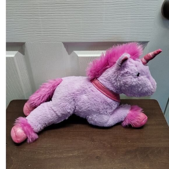 Hug Fun Unicorn Purple Pink Fuzzy Mane Tail Glitter Horn Hooves Plush Stuffed - Picture 1 of 9
